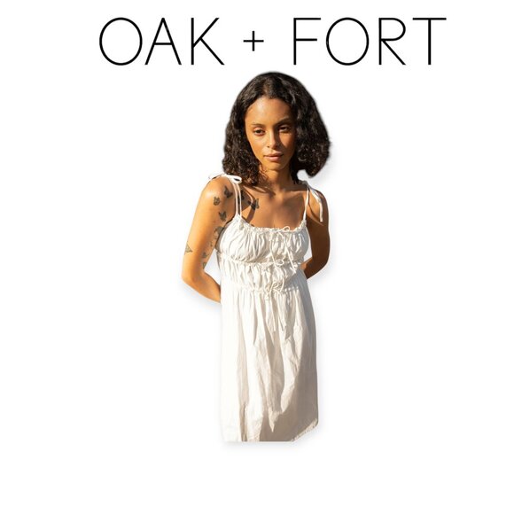 Ivory Midi Dress Bow Detail by OAK + Fort M - Picture 1 of 12
